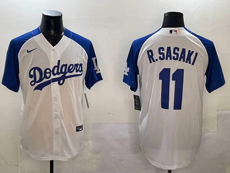 Men Los Angeles Dodgers 11 R Sasaki white 2025 MLB nike jersey style 13